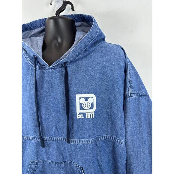 Disney World Spirit Jersey Hooded Denim Pullover Size Large Unisex - Picture 7 of 10